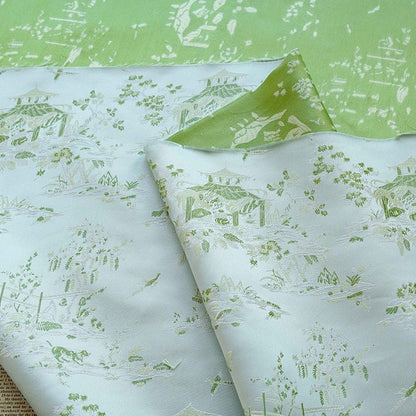 Tissu brocart « Rivière sur le festival de Qingming » : 140 cm de large, peinture chinoise, polyester