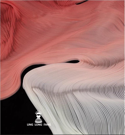 Gradient 3D Pleated Organza Fabric: 55" Wide Designer Material