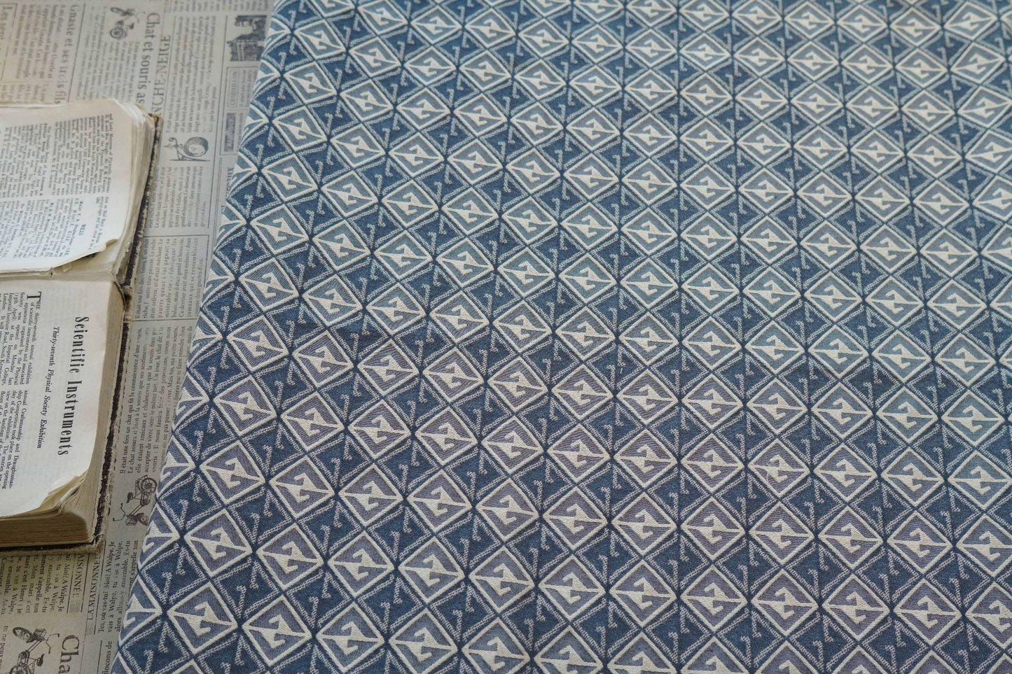 Jacquard Denim Fabric: Vintage 3D Pattern, Upholstery Sewing Material (56" Wide)