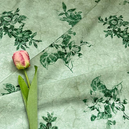 Celadon Floral Cotton Fabric ��� Elegant Sewing Materi" Wide