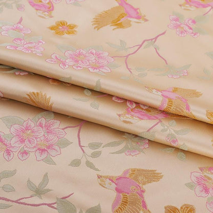 Bird and Flower Silk Brocade Fabric: 59"W Rayon Blend