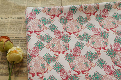 Gold Thread Jacquard Fabric: Chinese New Year Design, 65" Wide