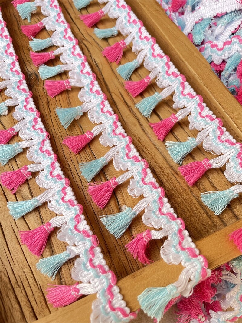 Colorful Tassel Trim: Ethnic Cotton Fabric, 2" Width