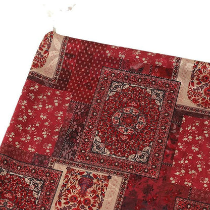 Tea Silk Satin Fabric: 59"W Digital Patch Print - Costume, Upholstery, Drapery