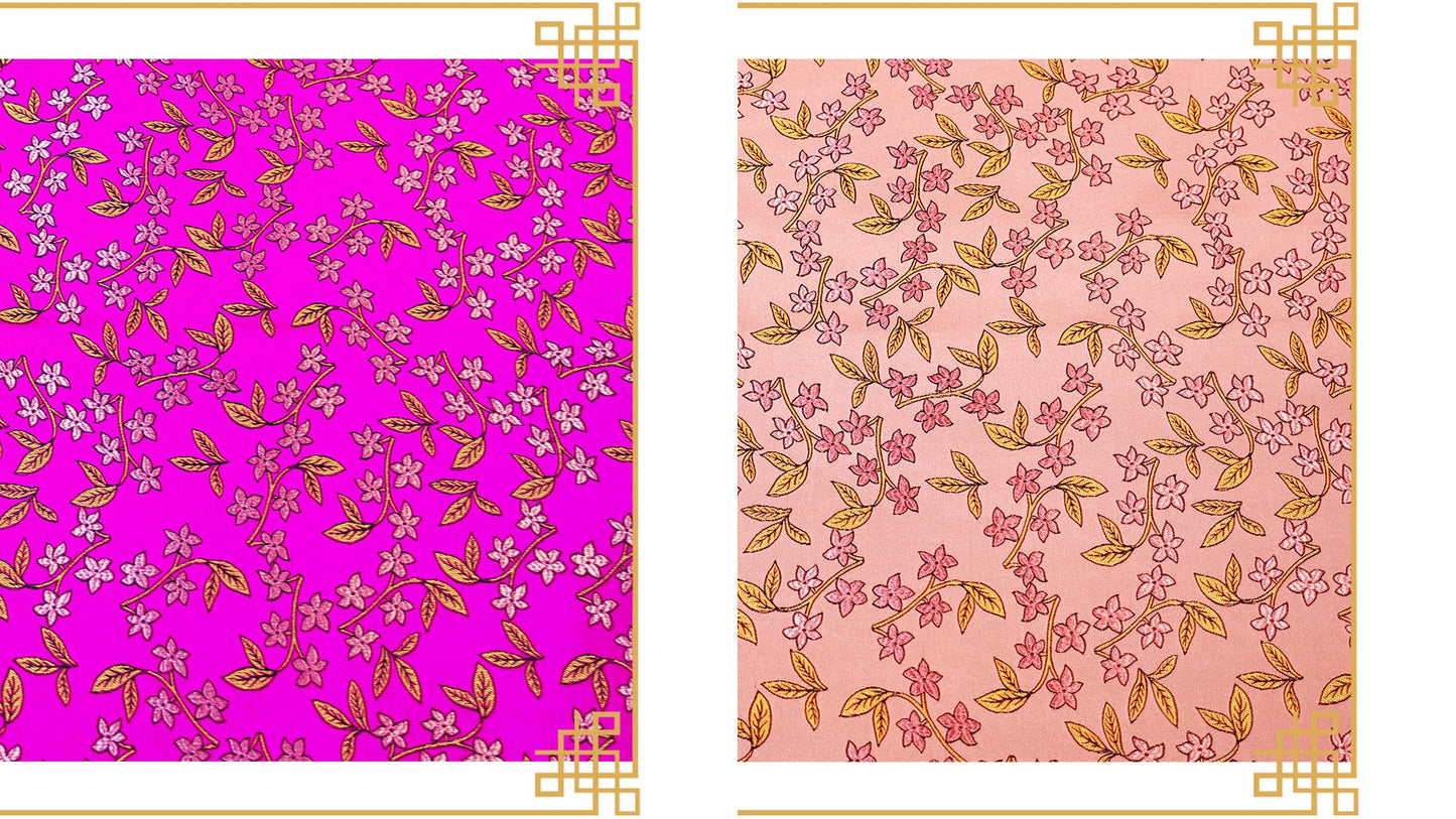 Floral Silk Brocade Fabric: Golden Bud Wedding Material, 45" Wide