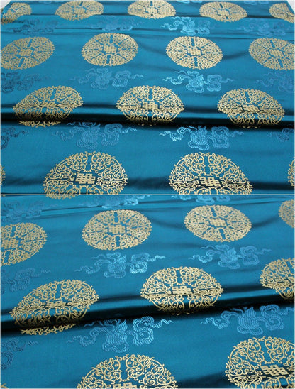 Chinese Brocade Fabric: Fu Lu Shou Design, 29.5" Wide - Sells by the Meter