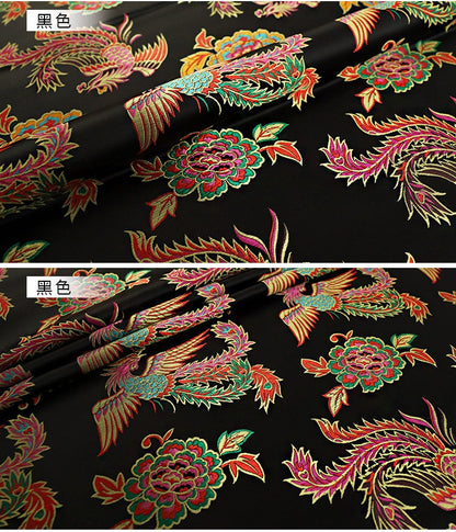 Peacock Damask Fabric: 45"W Chinese Brocade for Cheongsam & Upholstery