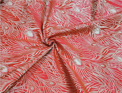 Peacock Tail Silk Brocade Fabric: 29.5"W Jacquard Rayon Blend