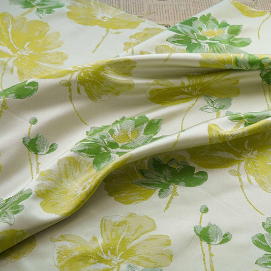 Tissu jacquard à motif floral : Damas rétro palais déco, 150 cm de large
