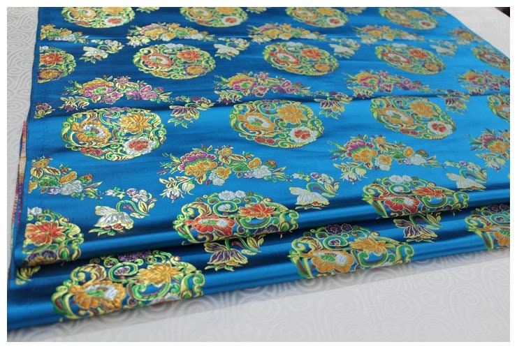 Floral Brocade Chinese Satin Fabric: 29" Wide (By The Meter)