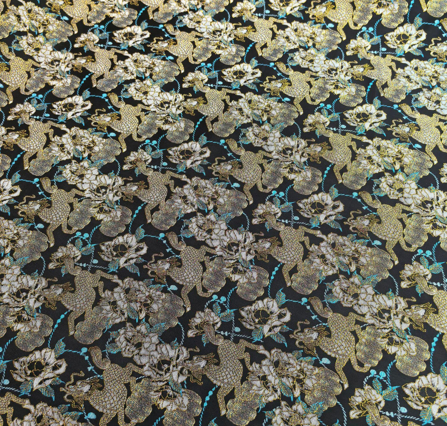 Kirin Peony Brocade Fabric: 59"W Chinese Upholstery Sewing Material
