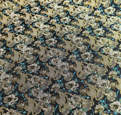 Kirin Peony Brocade Fabric: 59"W Chinese Upholstery Sewing Material
