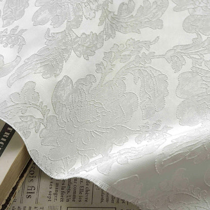 Pure white floral jacquard with subtle embossed patterns, Sewing, Upholstery, 61"Wide