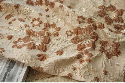 Gold Thread Jacquard Fabric: Pea Green 3D Designer Material - 58" Wide