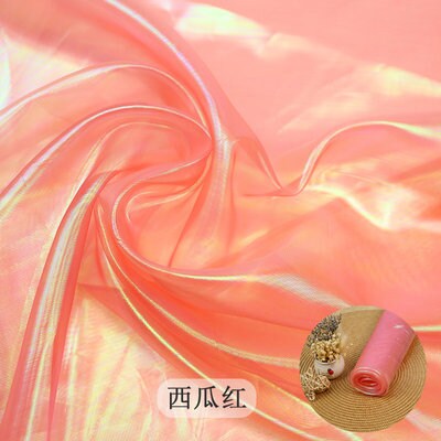 Iridescent Symphony Organza Fabric: Shimmering Crush Glass Yarn, 59" Wide
