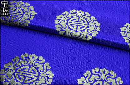 Brocart chinois : motif Fu & Shou, mélange soie et rayonne - Au mètre