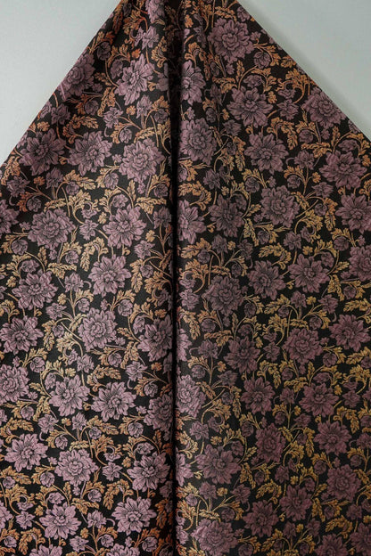 Baroque Floral Jacquard Fabric | Embossed Gold Brocade Upholstery
