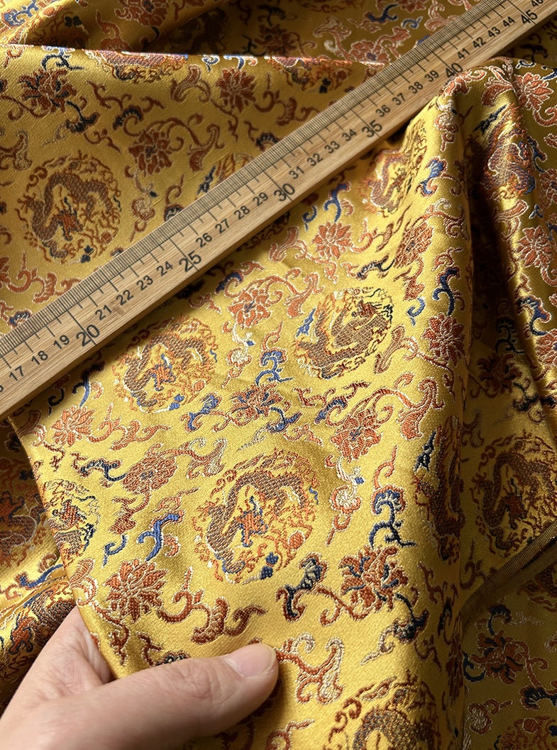 Dragon Silk Brocade Fabric: 57"W Chinese Emperor Robe Material