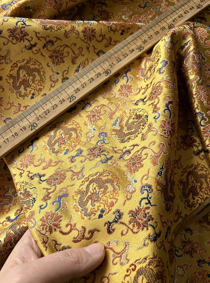 Dragon Silk Brocade Fabric: 57"W Chinese Emperor Robe Material