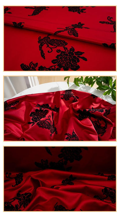 Traditional Chinese Classical Butterfly Jacquard Satin Fabric ��� Qipao & Hanfu Materi" Wide