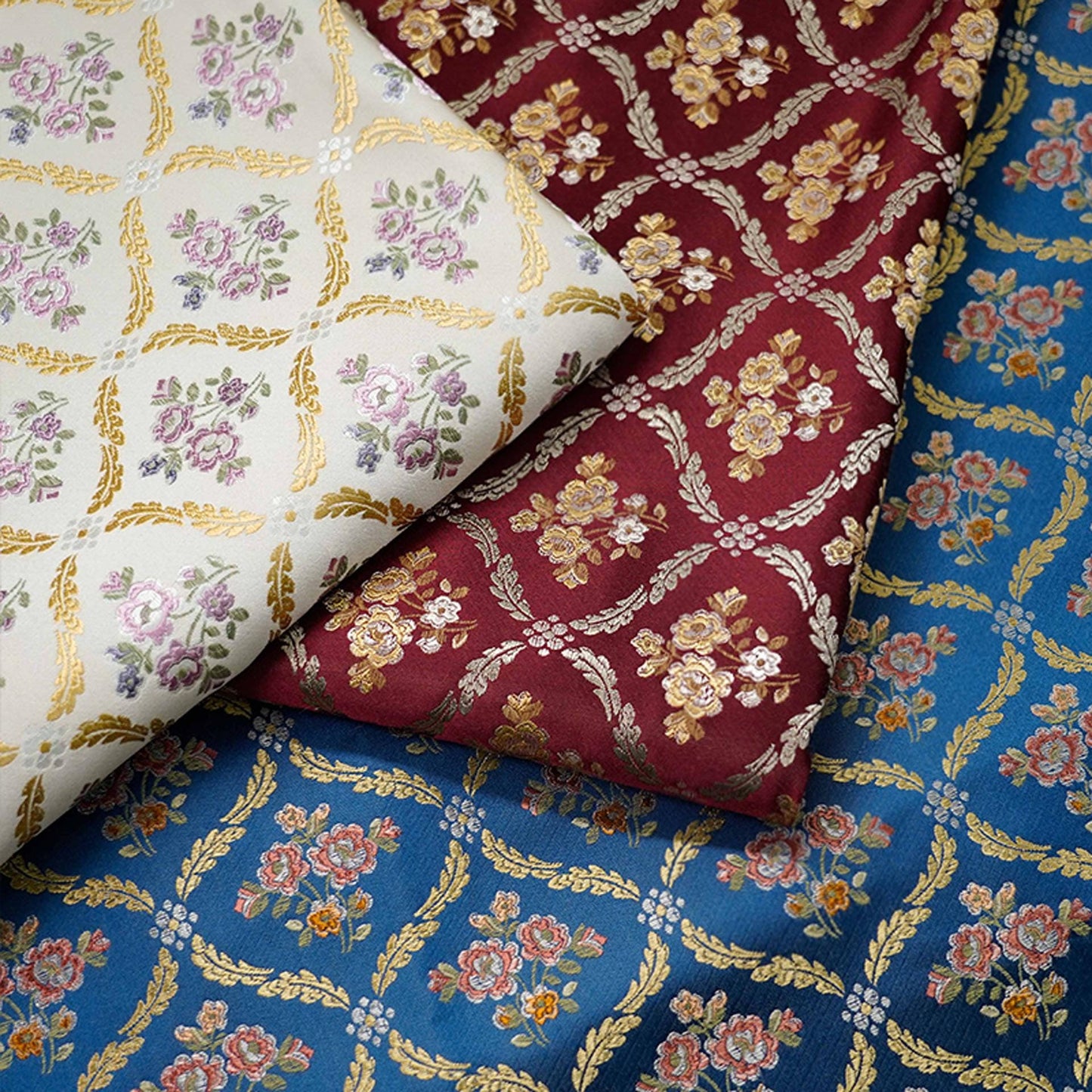 Tissu jacquard à fil doré : motif floral 3D pour ameublement, confection de robes de bal - 140 cm de large