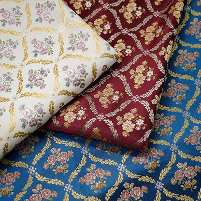 Tissu jacquard à fil doré : motif floral 3D pour ameublement, confection de robes de bal - 140 cm de large