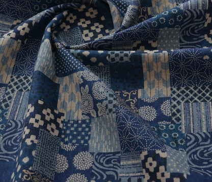 Japanese Patchwork Fabric: Cotton Linen Blend, Sewing Material (57" Wide)