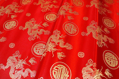 Red Dragon Brocade Fabric: 35"W Rayon Sewing & Upholstery