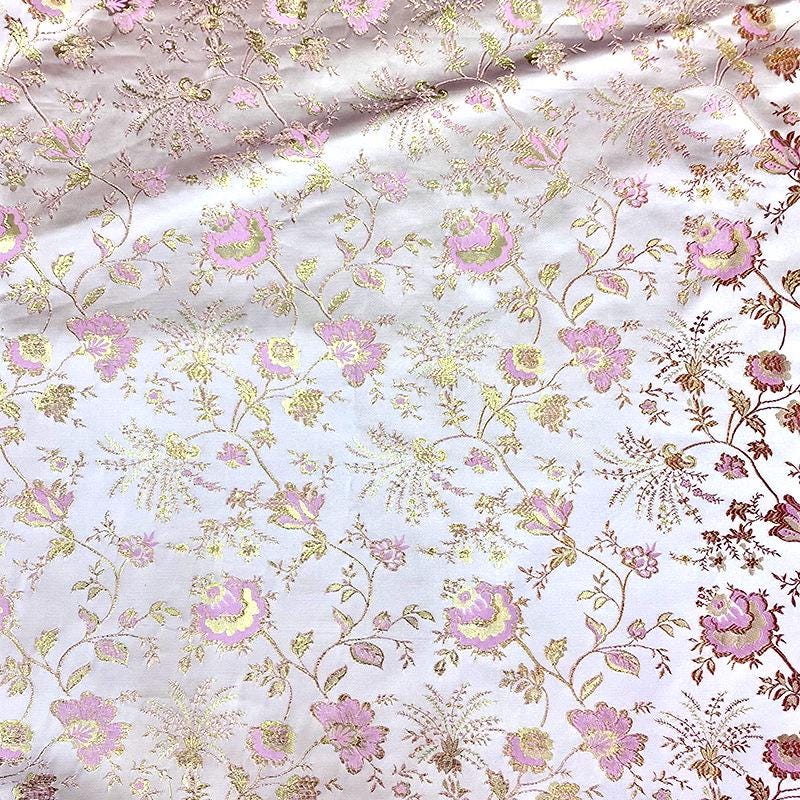 Gold Thread Jacquard Fabric: 3D Embossed Floral Woven Upholstery, Costume, Decor (59"W, By The Meter)