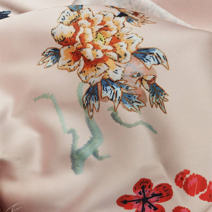 Tissu satin de rayonne à motif paon : tissu doux imprimé pour les mariées
