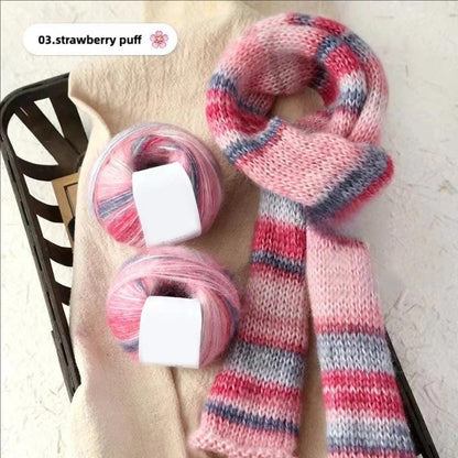 Fil de soie mohair arc-en-ciel : laine à tricoter dentelle teinte à la main