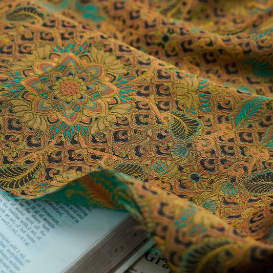 Tibetan Damask Jacquard Fabric: Buddhism Decor, Costume, Upholstery