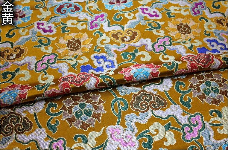 Floral Jacquard Brocade Fabric: Chinese Mongolian Style (By The Meter) - Poppylollipop
