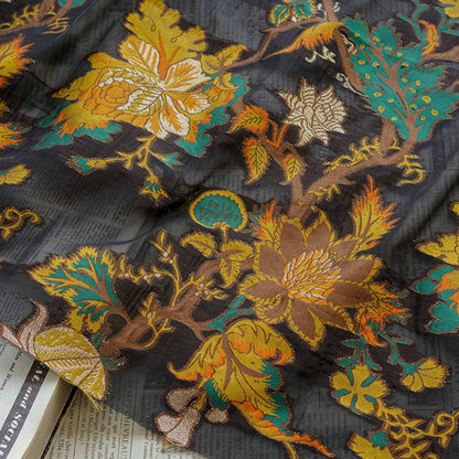 Yellow 3D Jacquard Organza Fabric: Embossed Dress Costume Sewing, 55"W