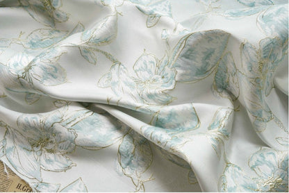 Gold Thread Floral Jacquard Fabric: 3D Oil Painting Texture, 57" Wide
