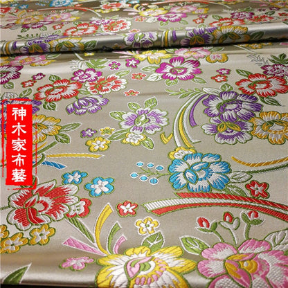 Peony Brocade Fabric: Silk Rayon Blend, Floral Upholstery & Costume