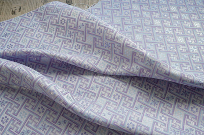Tissu damassé jacquard Wanji : revêtement d’ameublement japonais violet et bleu, 147 cm de large