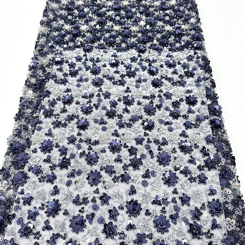 Embroidered Blossom Lace Fabric: Multi-Color Sequin Floral Appliqu��" Wide