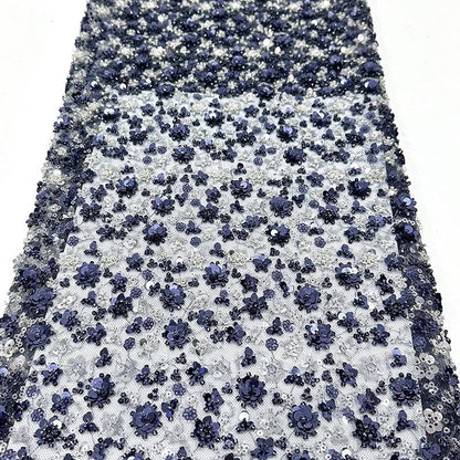Embroidered Blossom Lace Fabric: Multi-Color Sequin Floral Appliqu��" Wide