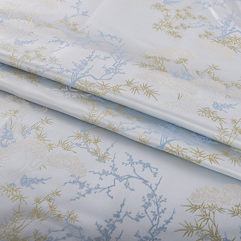 Pine & Bamboo Brocade Fabric: 59"W Rayon Blend, Cheongsam Costume