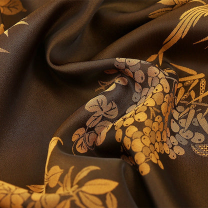 Tissu damassé à motifs d'oiseaux et de fleurs : imprimé en fil rouge nuage, 150 cm de large