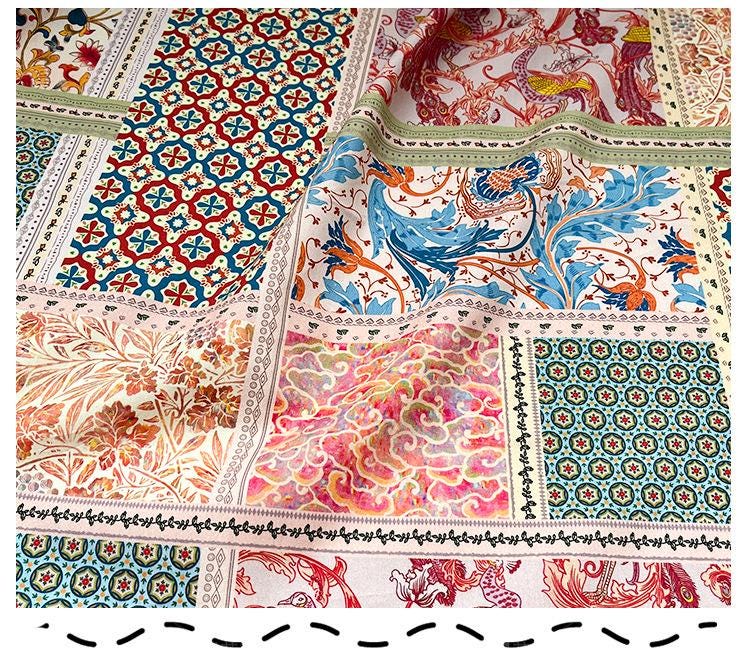 Hand Printed Cotton Sewing Fabric: Indian Quilting & Dress Material