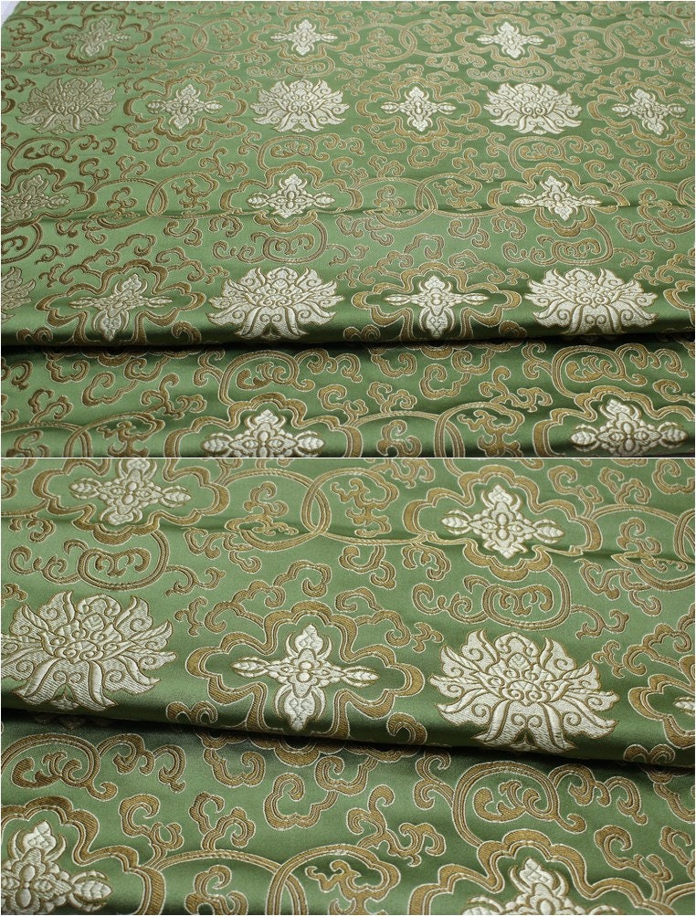 Chinese Medallion Brocade Fabric: Silk Rayon Blend, 29.5" Wide