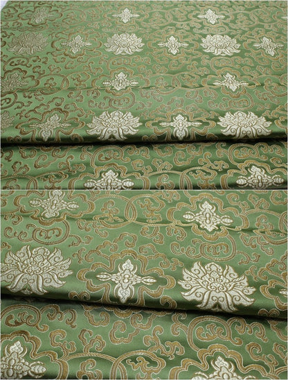 Chinese Medallion Brocade Fabric: Silk Rayon Blend, 29.5" Wide