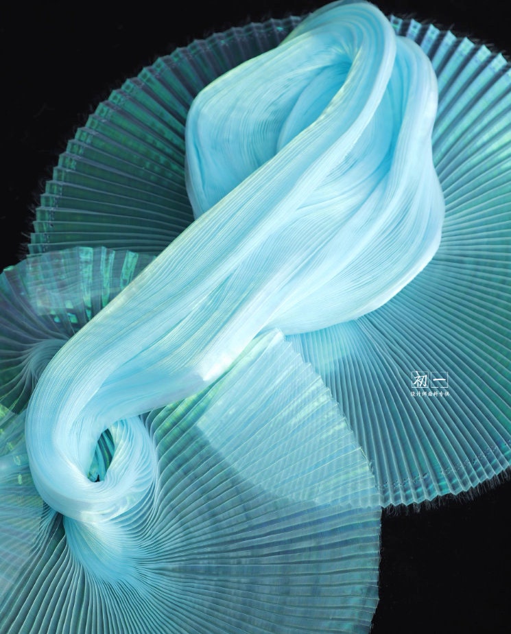 Mermaid Pleated Organza Fabric: 55" Wide Designer Material