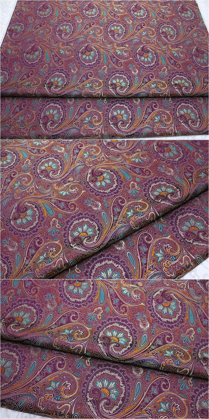 Silk Brocade Damask Fabric: Paisley Phoenix Tail Pattern, 29.5" Wide