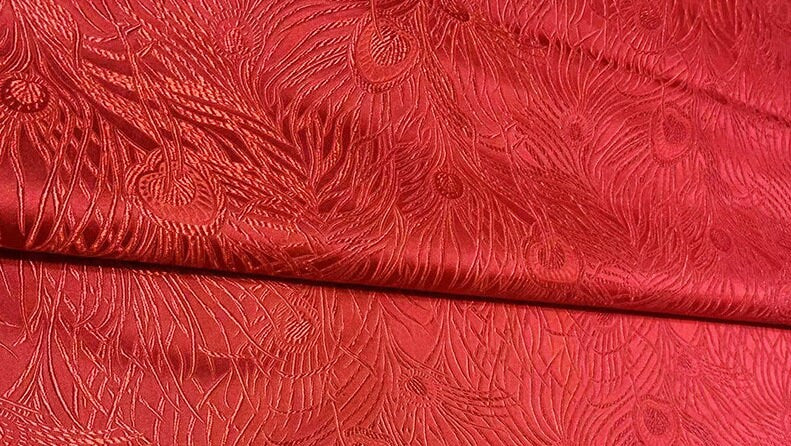 Black Peacock Brocade Fabric: Silk Rayon Jacquard, 29"W