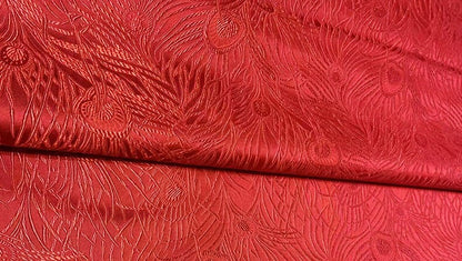 Black Peacock Brocade Fabric: Silk Rayon Jacquard, 29"W