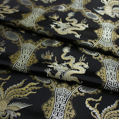 Dragon Phoenix Brocade Fabric: 45"W Silk Rayon Jacquard