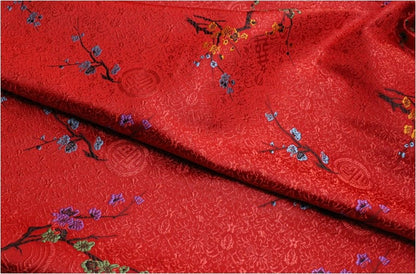 Tissu brocart à fleurs de prunier : rayonne 59''L Cheongsam Qipao